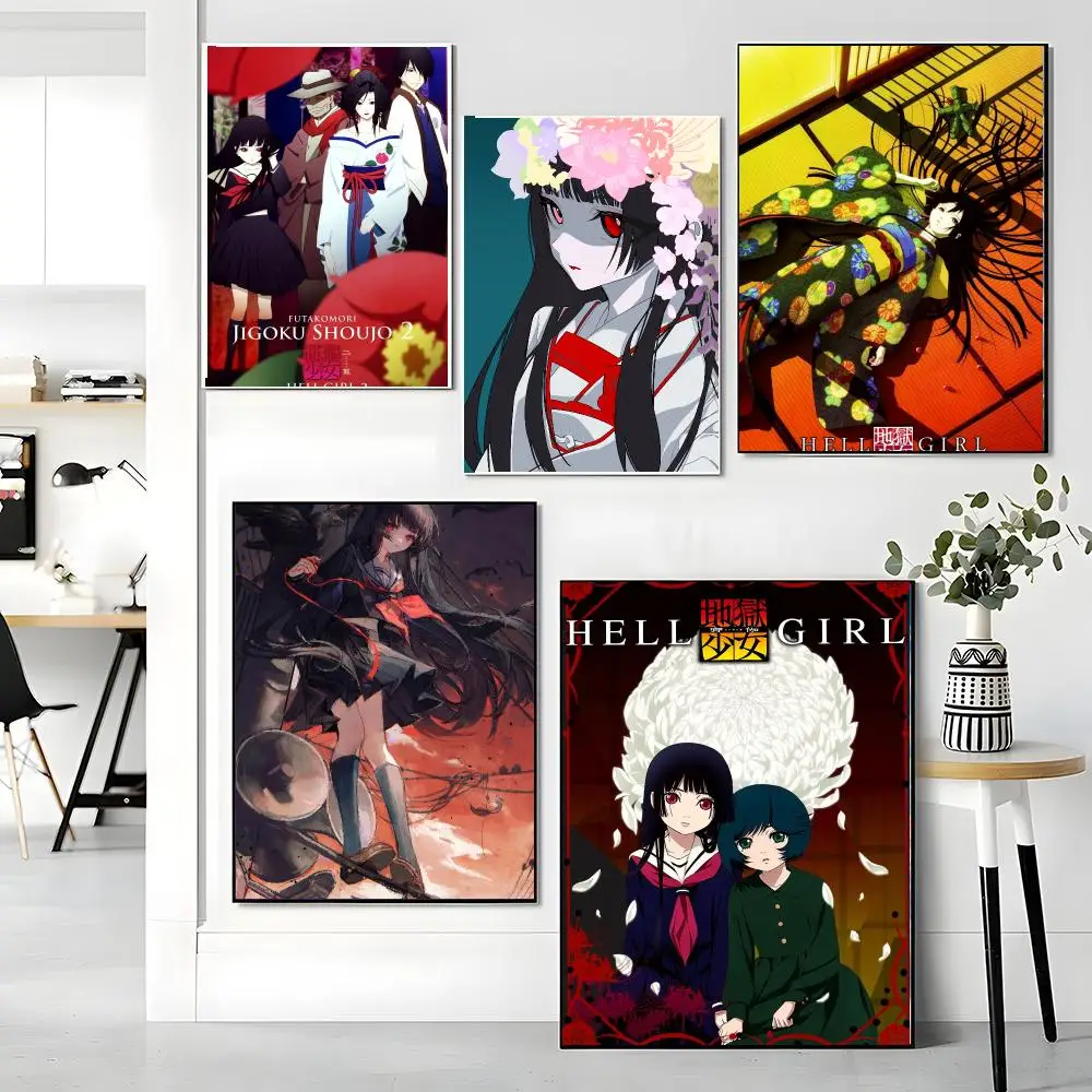 anime H-Hell Girl-L Painting Calligraphy Boho Botanical Decor for Living Room Elegant Home Style