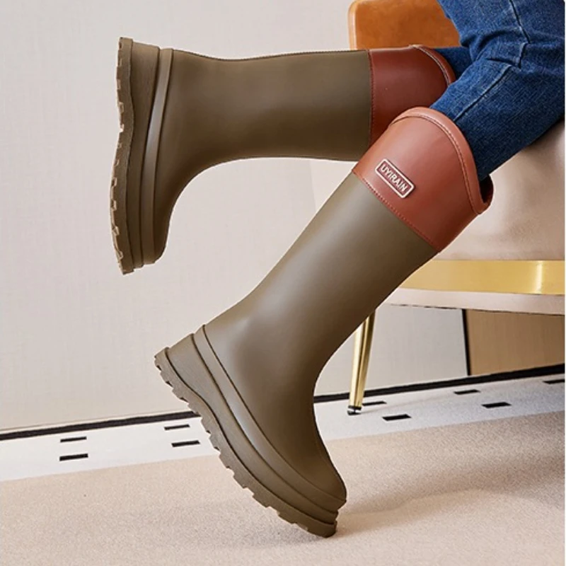 High Rain Boots for Women Waterproof Rubber Shoes Female Garden Galoshes Work Fishing Rubber Boot Long Kitchen Shoes Footwear