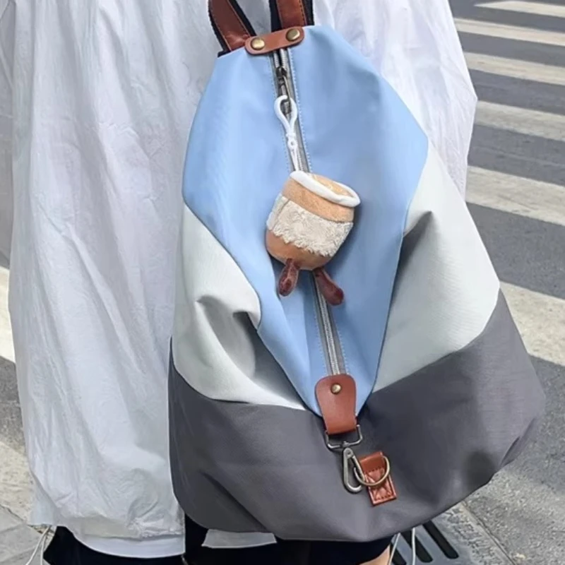 

Contrast Color Zipper Preppy Patchwork Backpacks All Match School Bags Trendy Y2k Backpack Aesthetic Women Korean Travel Bag New