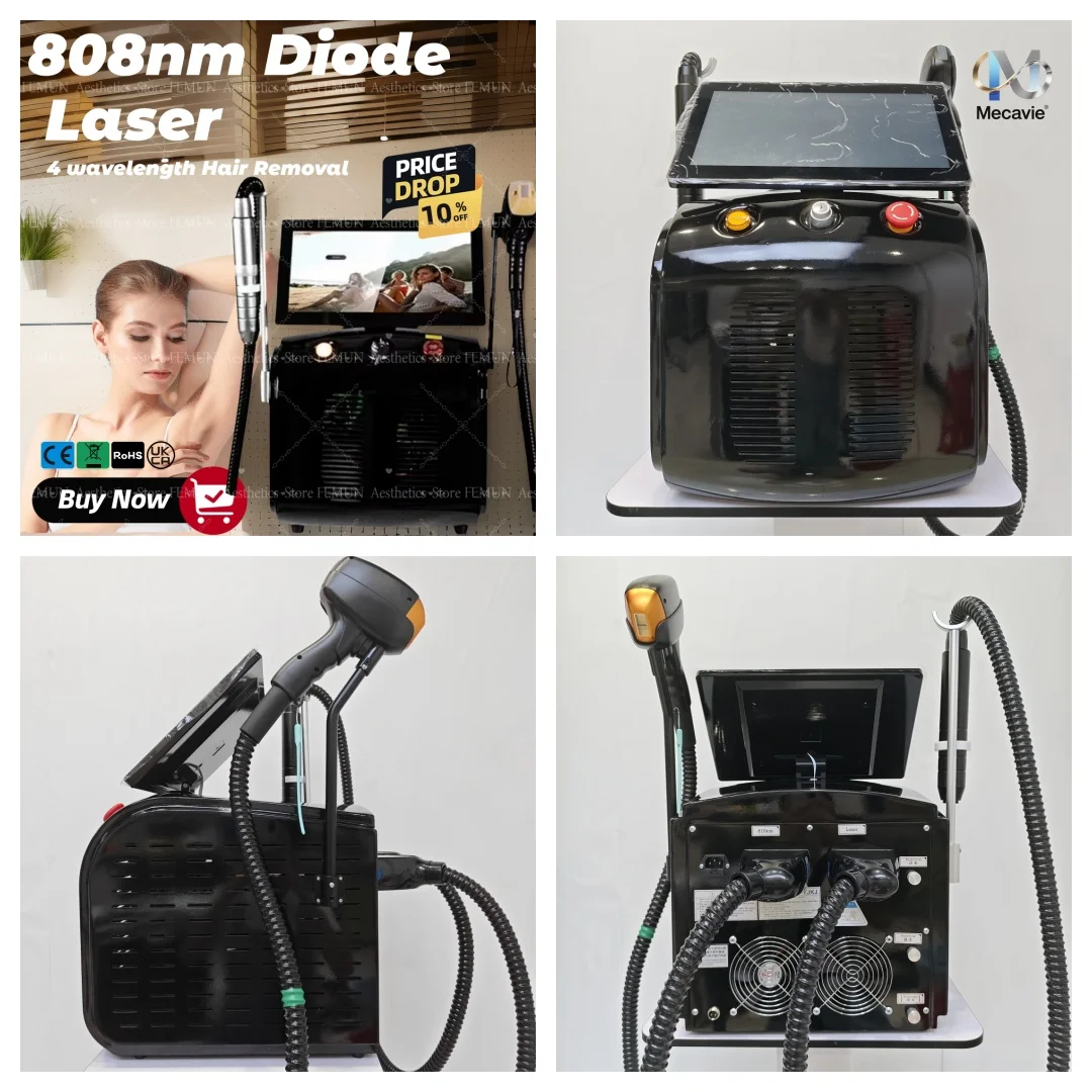 

2026 Newest 2 in1 Soprano Titanium Ice 4000W PRO Diode 4 Wavelength 755 808 940 1064nm Laser Machine Painless Freezing Ice Cooling Permanent Hair Removal Skin Rejuvenation Device Full Body Face Bikini Treatment All Skin Types Personal Salon Commercial Use