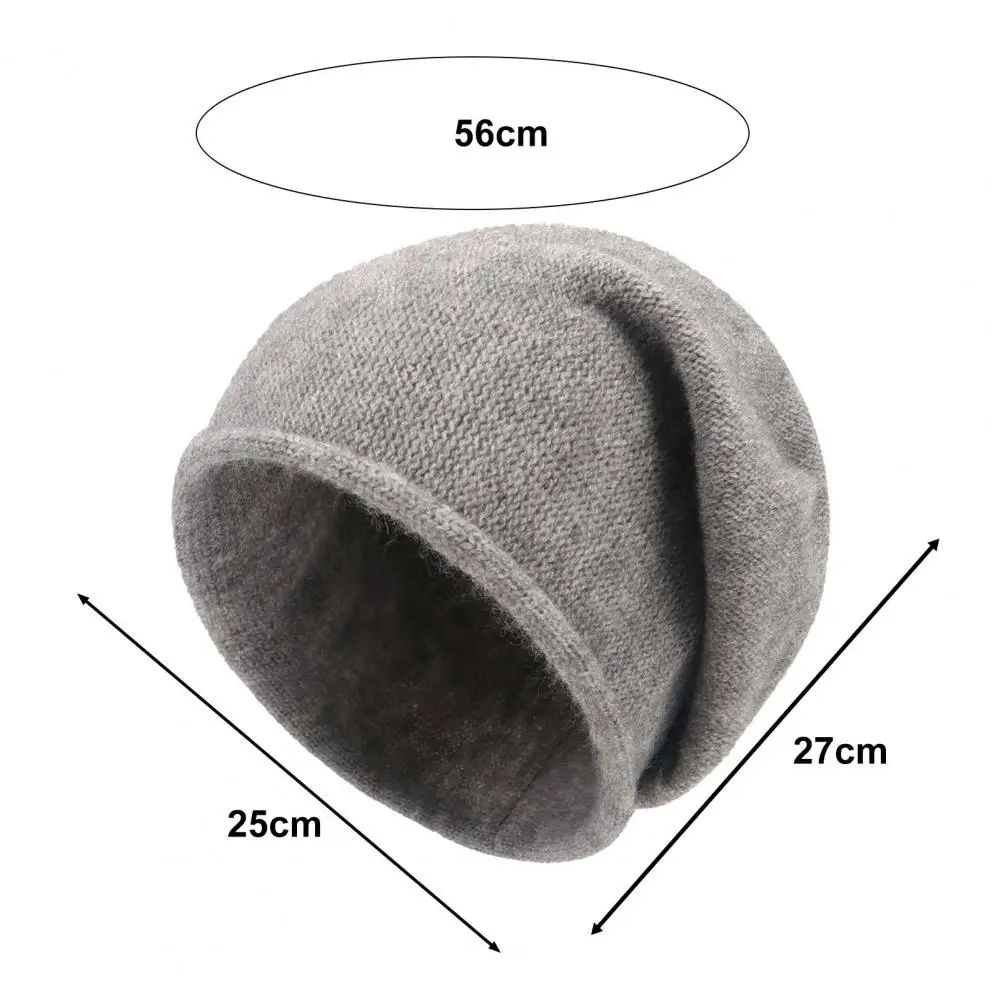 Windproof Knitted Hat Cozy Knitted Women's Winter Hat Elastic Thick Warm Beanie Cap for Cold Weather Soft Baggy Style in Solid