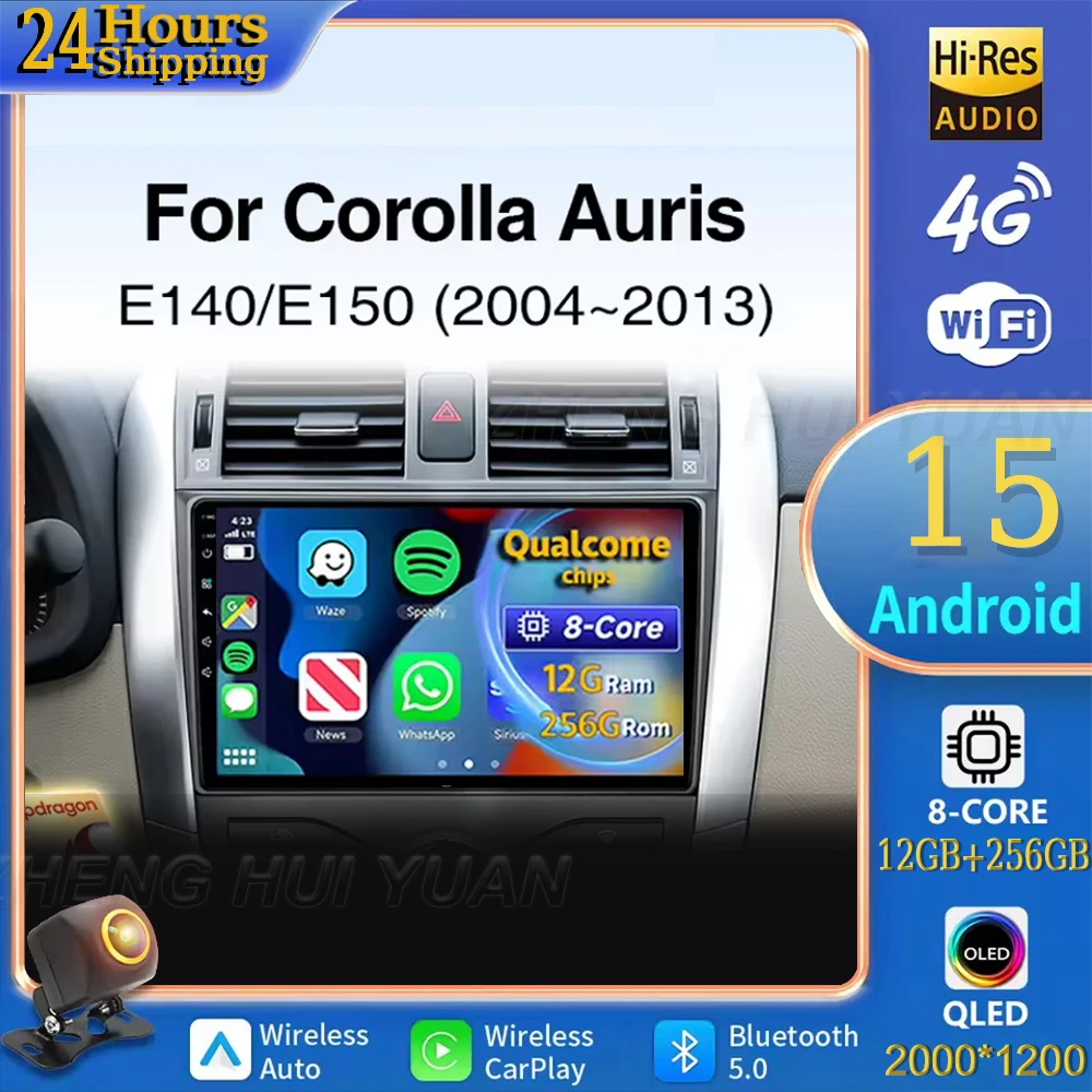 

For Toyota Corolla E140 E150 2006 -2013 Android 15 Car Radio Multimedia Player Android Auto Carplay Head Unit Navigation GPS WIF