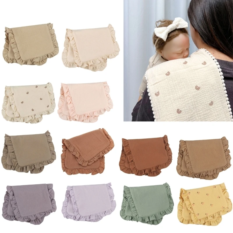 

Drooling Bib Soft Wash Cloth Comfortable Baby Muslin Kerchief Skin Friendly Soothing Bib Nursery Room Supply
