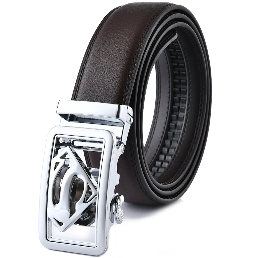 Belts For 3.5cm Width Fashion Automatic Buckle Black Genuine Leather Men\'s Jeans High Quality Waist Male Strap