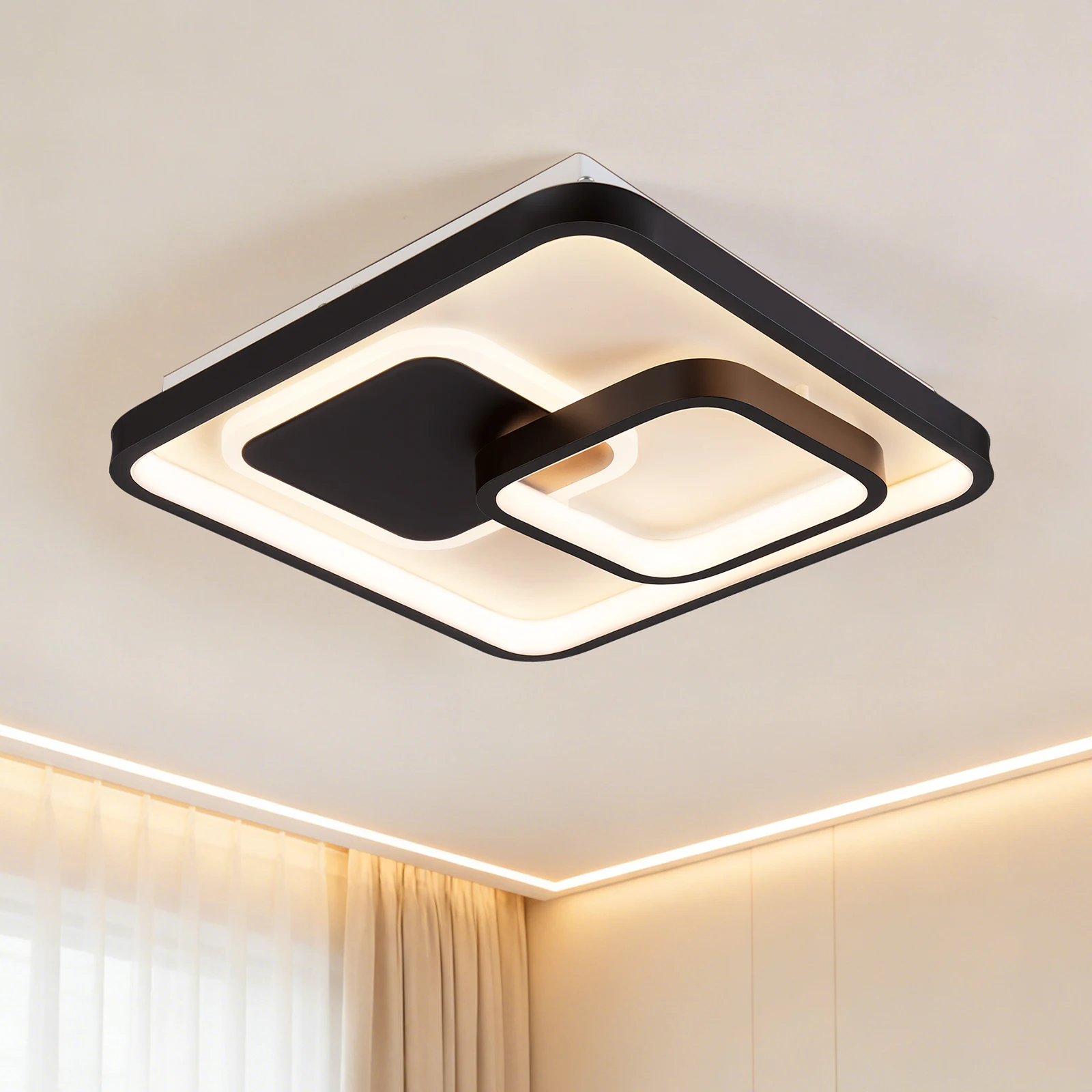 Plafonnier LED moderne 30W, dimmable, 3000K/4500K/6500K, carré, pour la maison, le salon, la chambre, le couloir, fonction mémoire