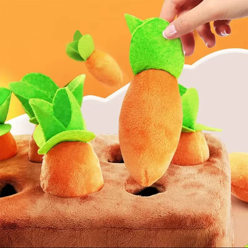 Bite-resistant Dog Toys Plush Pet Chew Toys for Small Medium Large Dogs Interactive Carrot Pet Toys Funny Puppy Puzzle Toy