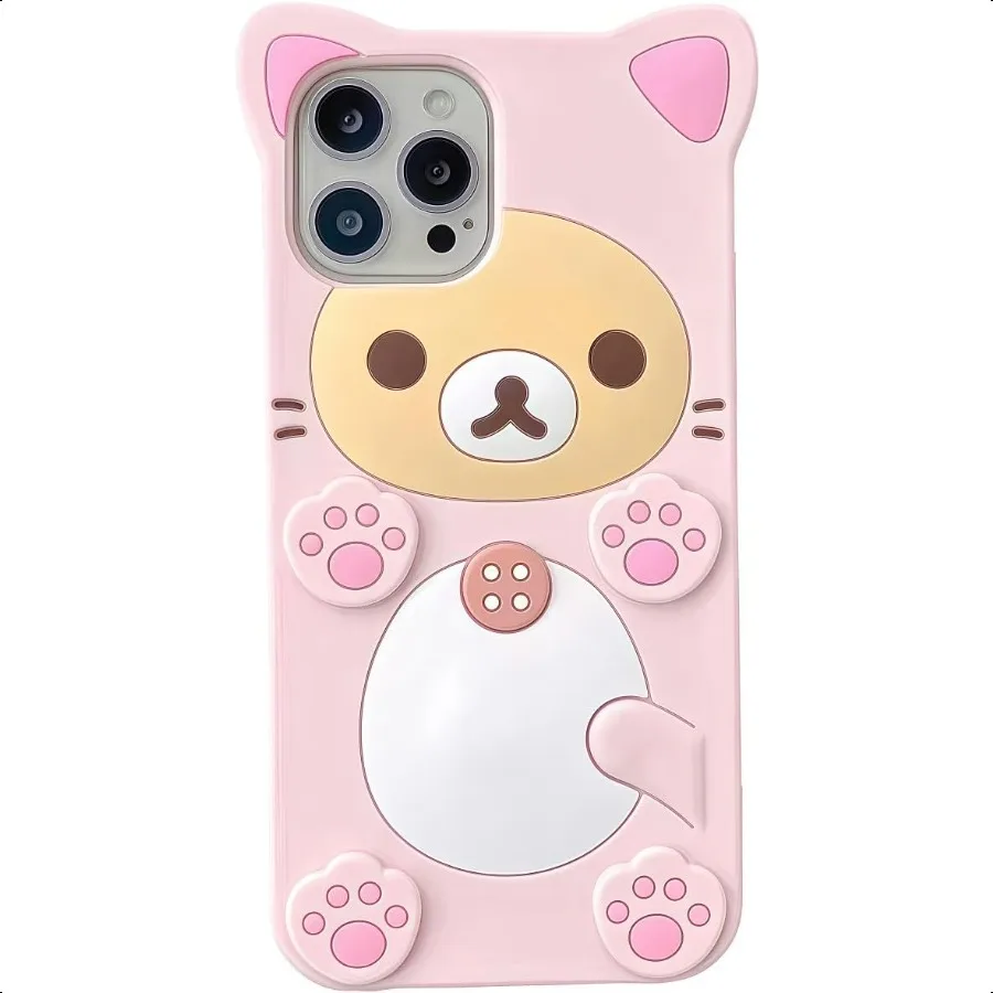 

Cute Kawaii 3D Phone Case Compatible with iPhone 15 Pro Max 6.7 Cartoon Pink Bea Fashion Cool Funny Case Soft TPU Protective Ca