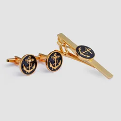 Fashion Musical Instrument Rose Shape Circular Metal Cufflinks Tie Clip Set Business Conference Suit Collar French Shirt Buttons