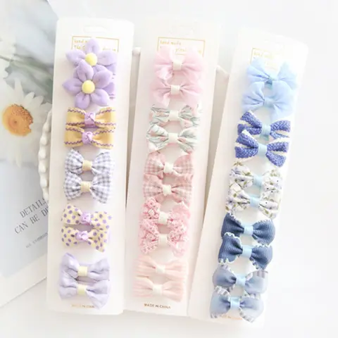 10Pcs 귀여운 활 아기 헤어 클립 꽃 인쇄 소녀 공주 머리핀 바레트 어린이 헤어 액세서리
