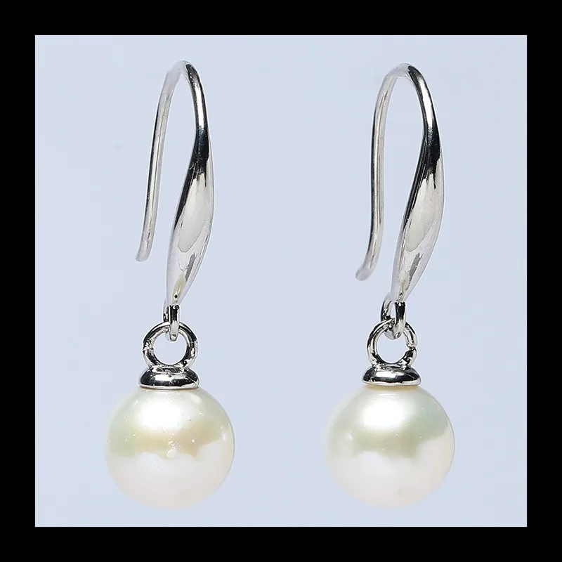 الفضة الاسترليني مطعمة مع لؤلؤ المياه العذبة الطبيعية الأذن هوك الإناث اليابانية والكورية مزاجه بسيط تنوعا الراقية C