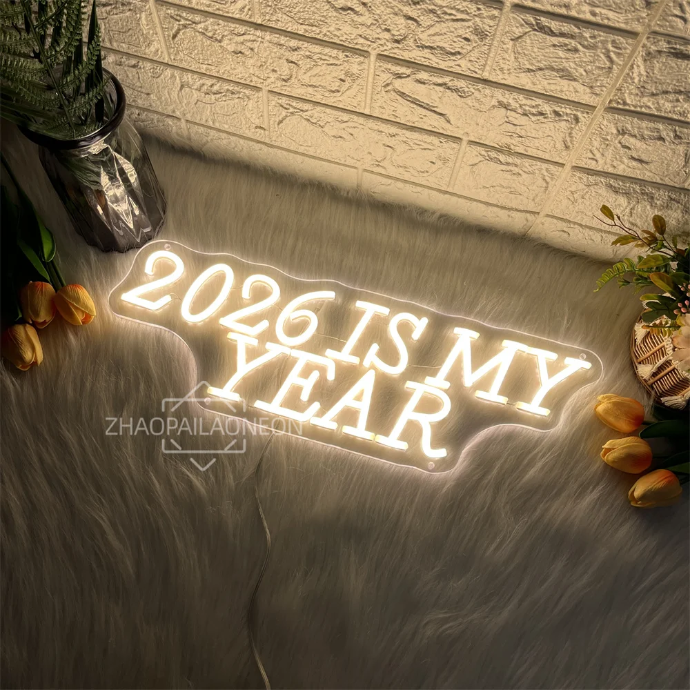 2026 New Year Neon LED Sign BedroomWall Decor New Year's Eve Party Supplies Happy New Year Decoration Neon Lights Gift