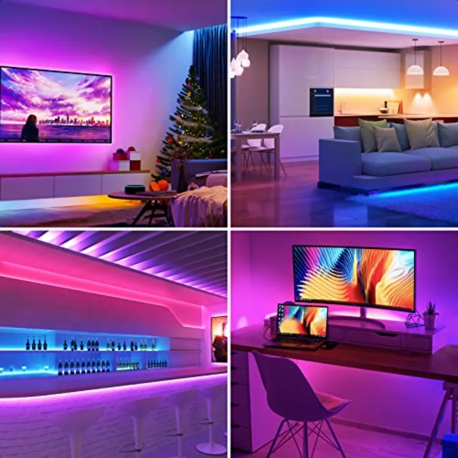 RGB LED Strip Lights Christmas Decor 16.4ft Flexible LED Light Strip 5050 SMD LED Color Changing Rope Light with Remote Control