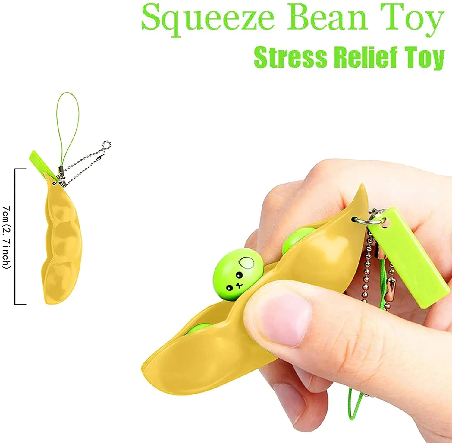 Fidget Toys Decompression Edamame Toys Squishy Squeeze Beans Keychain Cute Stress Adult Toy Rubber Girls Boys Xmas Gift