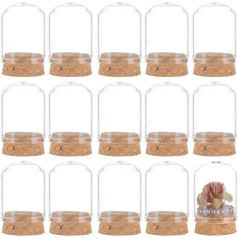 

30 Pack 15ml Glass Jars Bottles Glass Display Cloche Dome Decoration Bottles 1.5x1.1" with Cork Stoppers for Party Favors Art