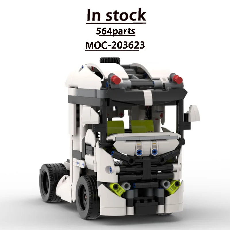 

MOC-203623New City Classic White Flat-Front Semi Truck Building Block Model 564parts Boys Children's Birthday Christmas Toy Gift