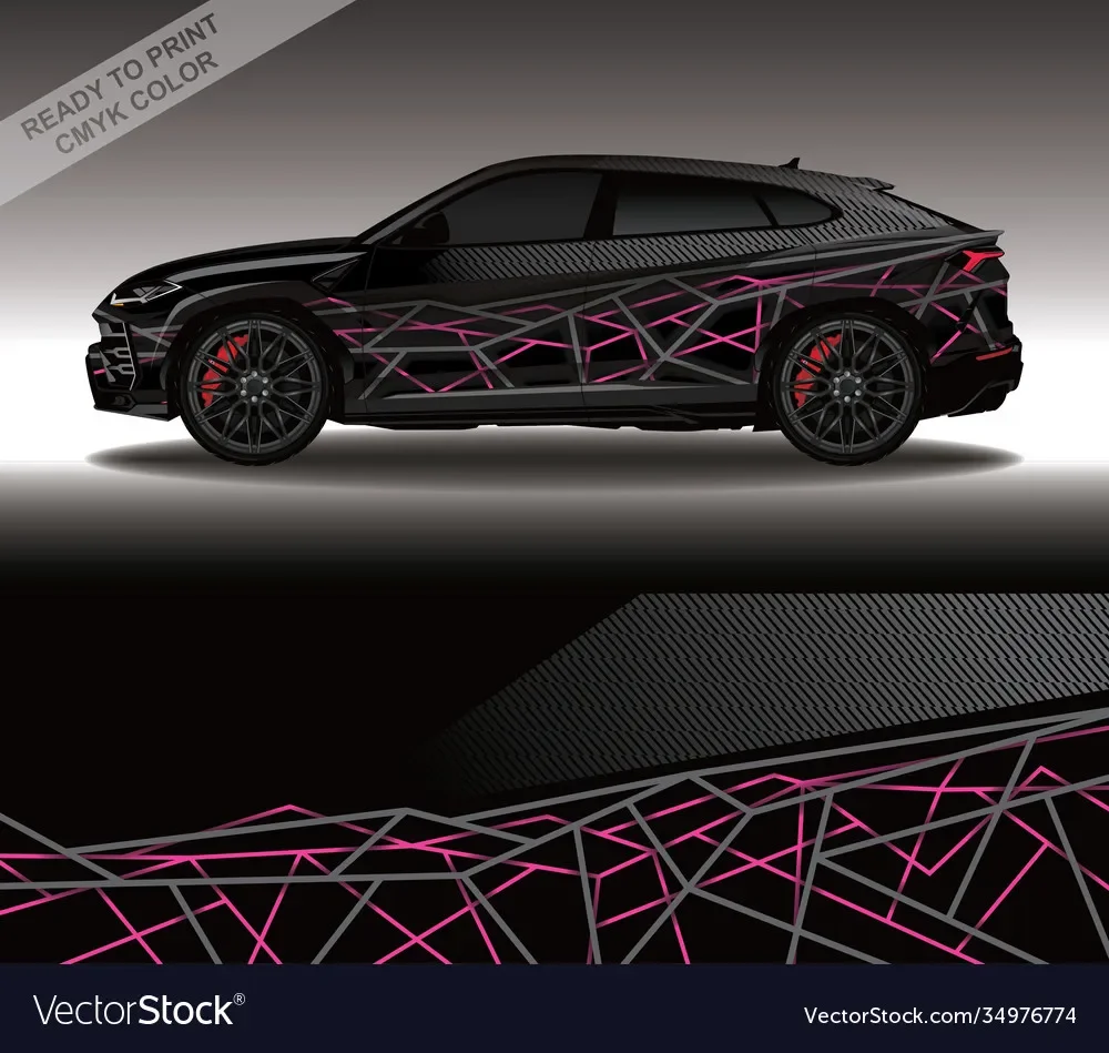 Black White Car Decal Car Graphic Decal Full Body Racing Vinyl Wrap Car Full Wrap Sticker Decorative Length 400cm Width 100cm