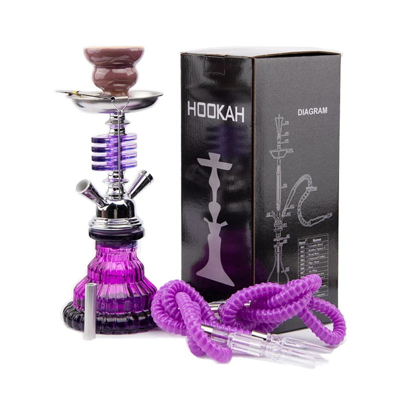 

Portable Travel Hookah Small Shisha Pipe Set Narguile Chicha Pipa with 2 Hose Bowl Tongs Charcoal Tray Smoke Accessories MenGift