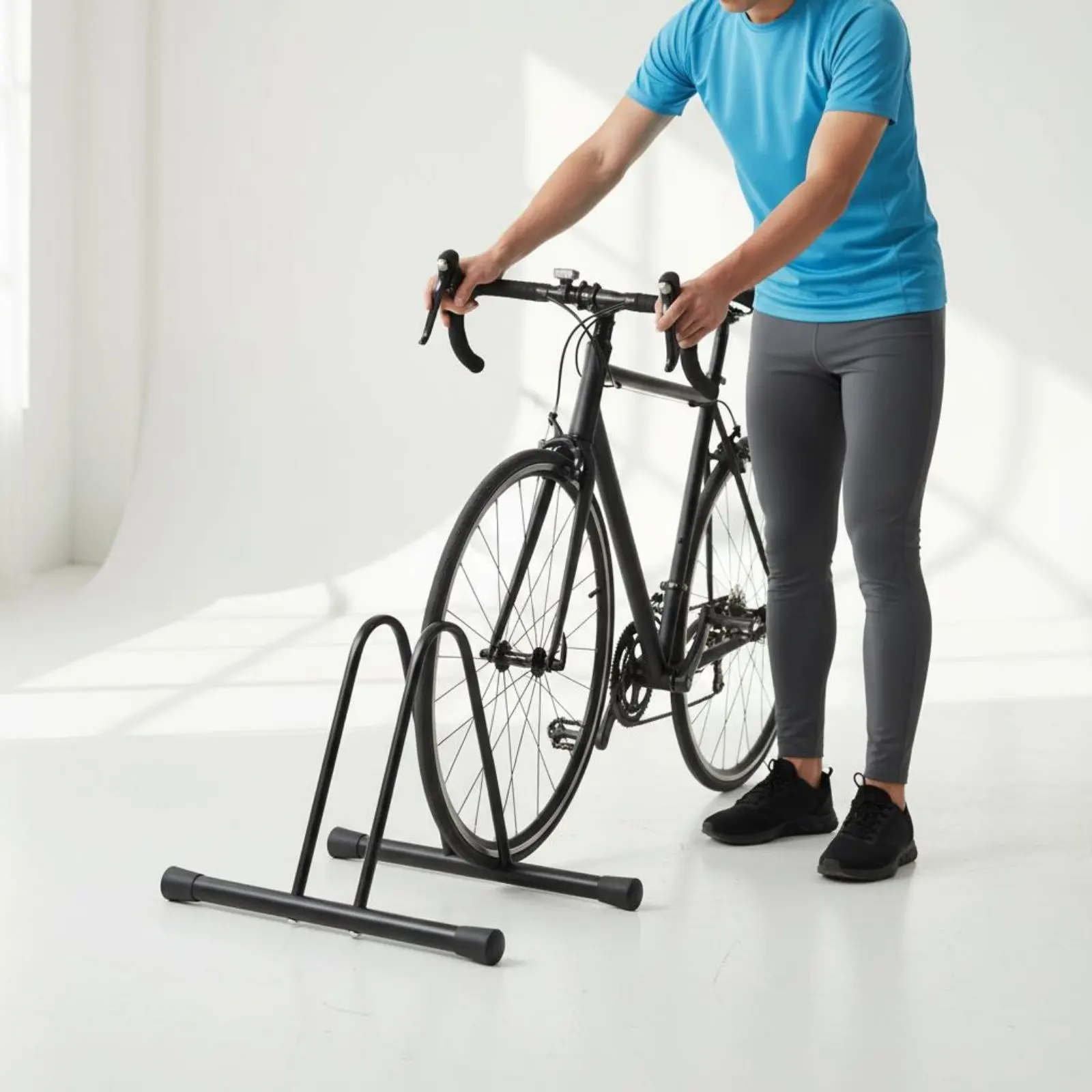 

Upright Bike Stand Long-Lasting Cycle Floor Stand Upright Bike Parking Rack Space-Saving Upright Cycle Holder Sturdy-Duty