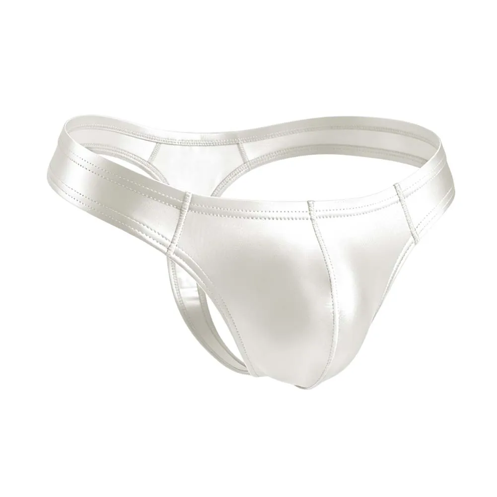 Men Glossy Smooth G-string Brief Bulge Pouch Shiny Fitness Sport Thong Underwear Stretch Elastic Men Panties Thong