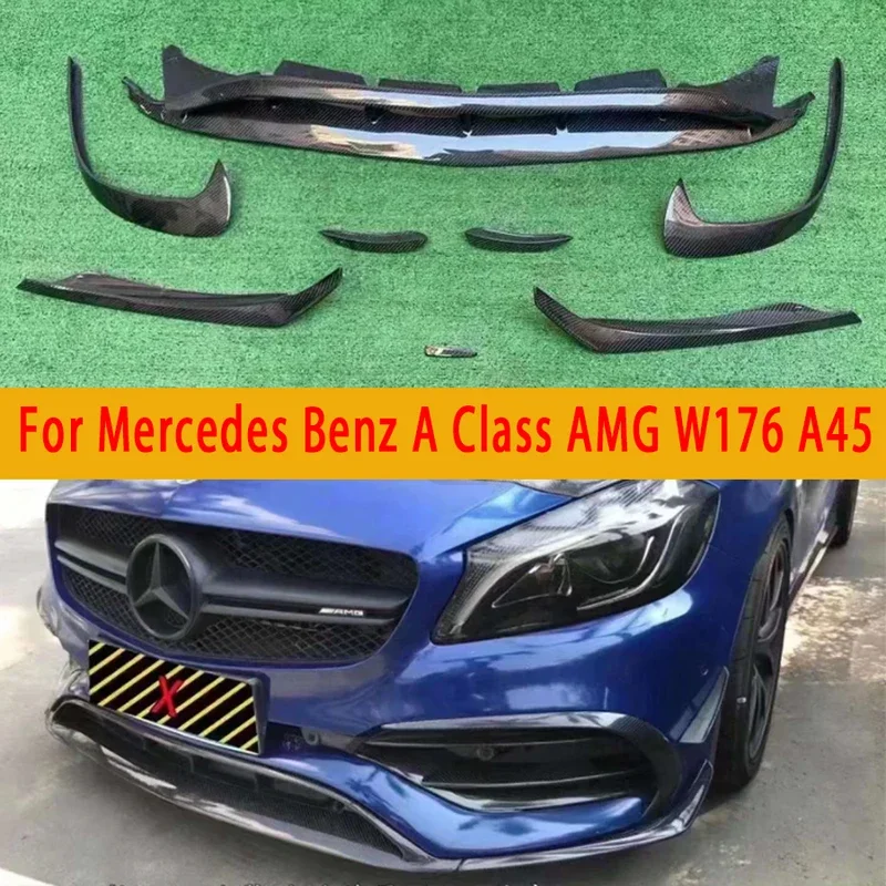 For Mercedes Benz A Class AMG W176 A45 Carbon Fiber Car Front Bumper Diverter Spoiler Diffuser Front lip chin Car Accessories