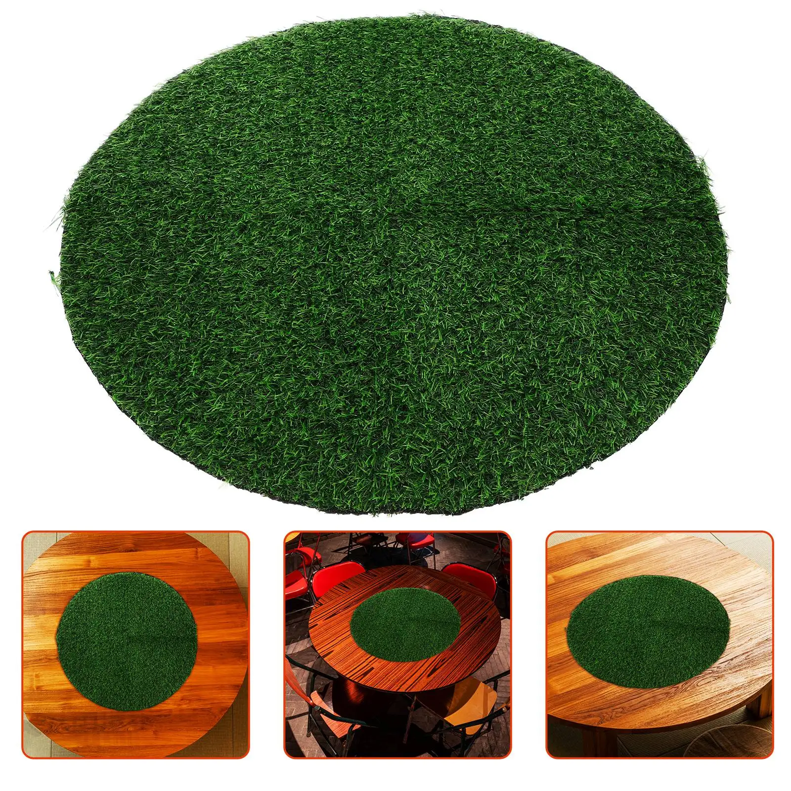 Round 50CM PVC Grass Table Runner Simulated Mat Decor Turf for Banquet Dining Kitchen Outdoor Party Wedding Tablecloth Placemats