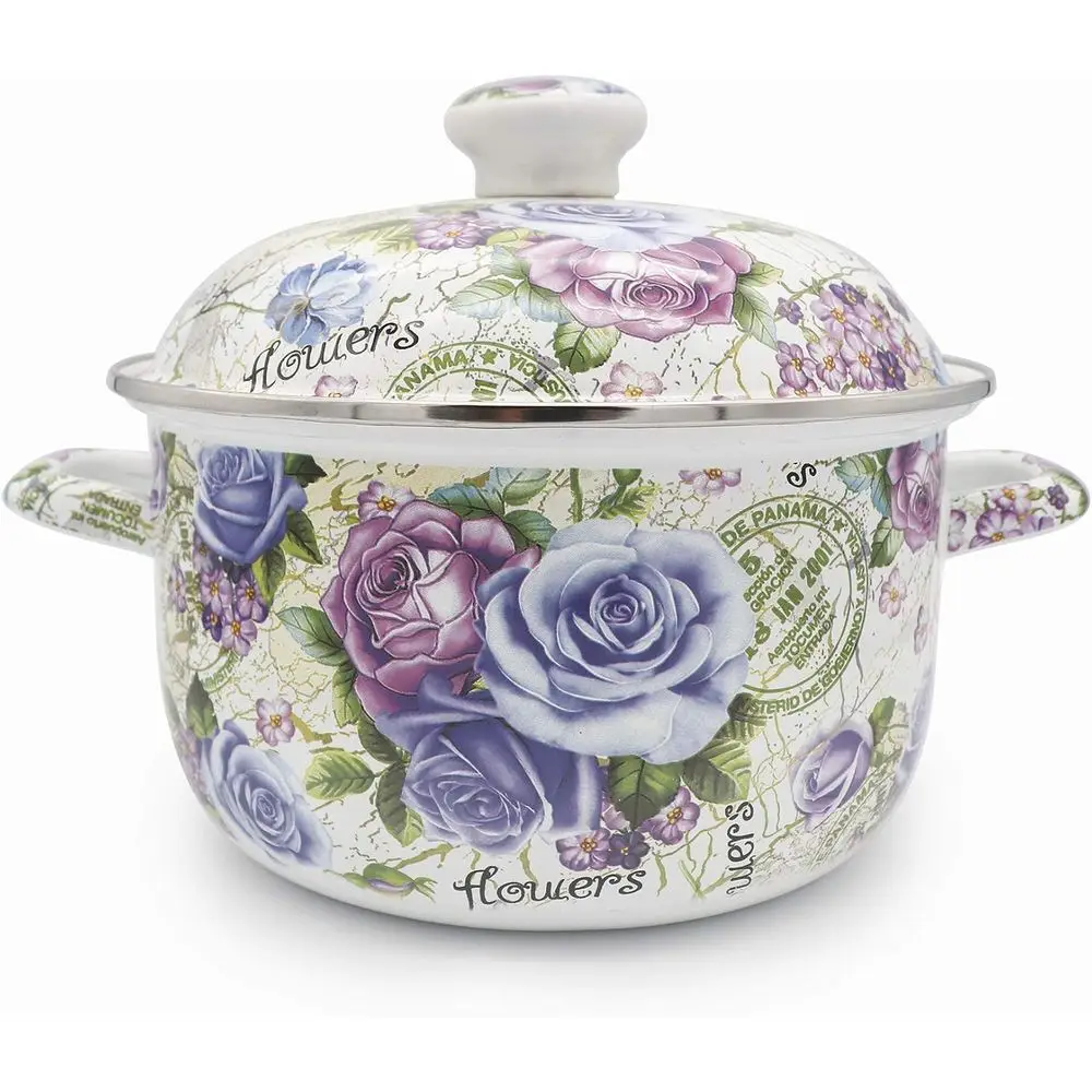 lower Enamel on Steel Stock Pot/Stockpot with Lid, 3 Quart (style2)