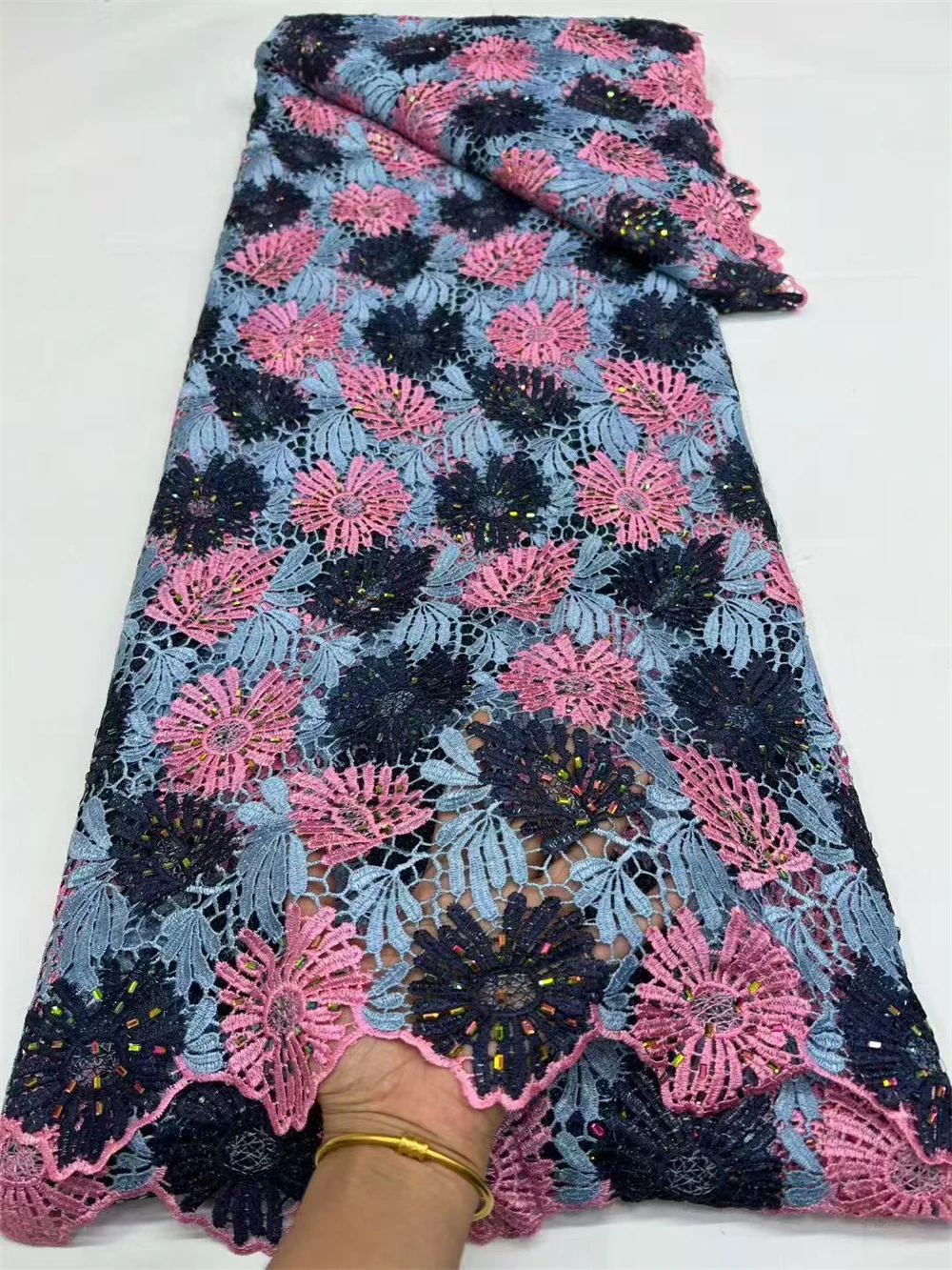 2026 African Guipure Cord Lace Cotton Embroidered Traditional Inspired Women's Garment Water Soluble Fabric for Occasional Wear