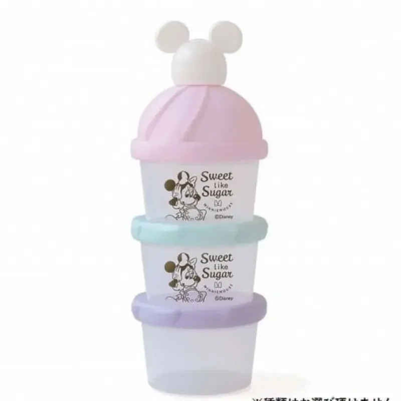 Disney Mickey 3 Grid Portable Milk Powder Formula Dispenser Container Storage Cereal Boxes Toddle Baby Snacks Food Storage Box