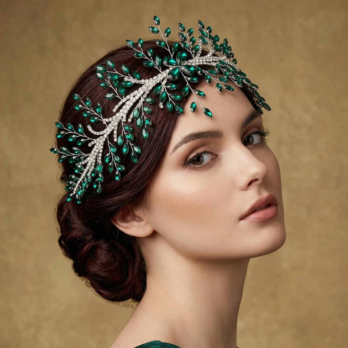 

Винтажная изумрудно-зеленая хрустальная повязка для волос для женщин, роскошная корона со стразами для свадьбы, королевских конкурсов, выпускного вечера, украшение для волос