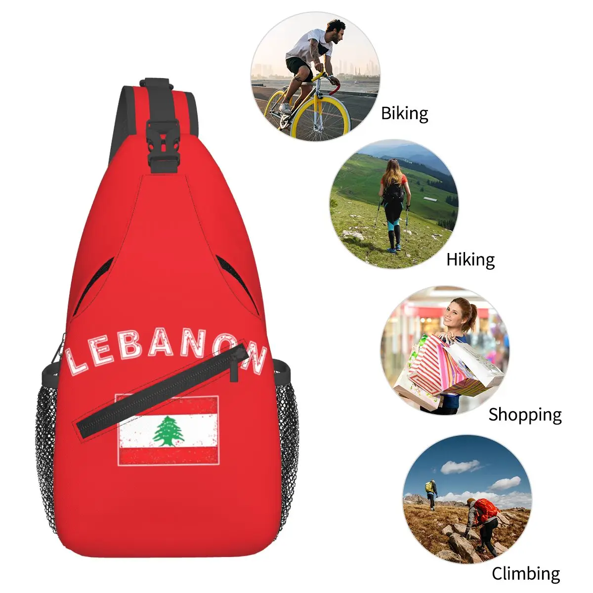 Bandolera con la bandera del Caribe, Bolso pequeño de pecho, mochila de hombro, mochila de día para senderismo y ciclismo al aire libre