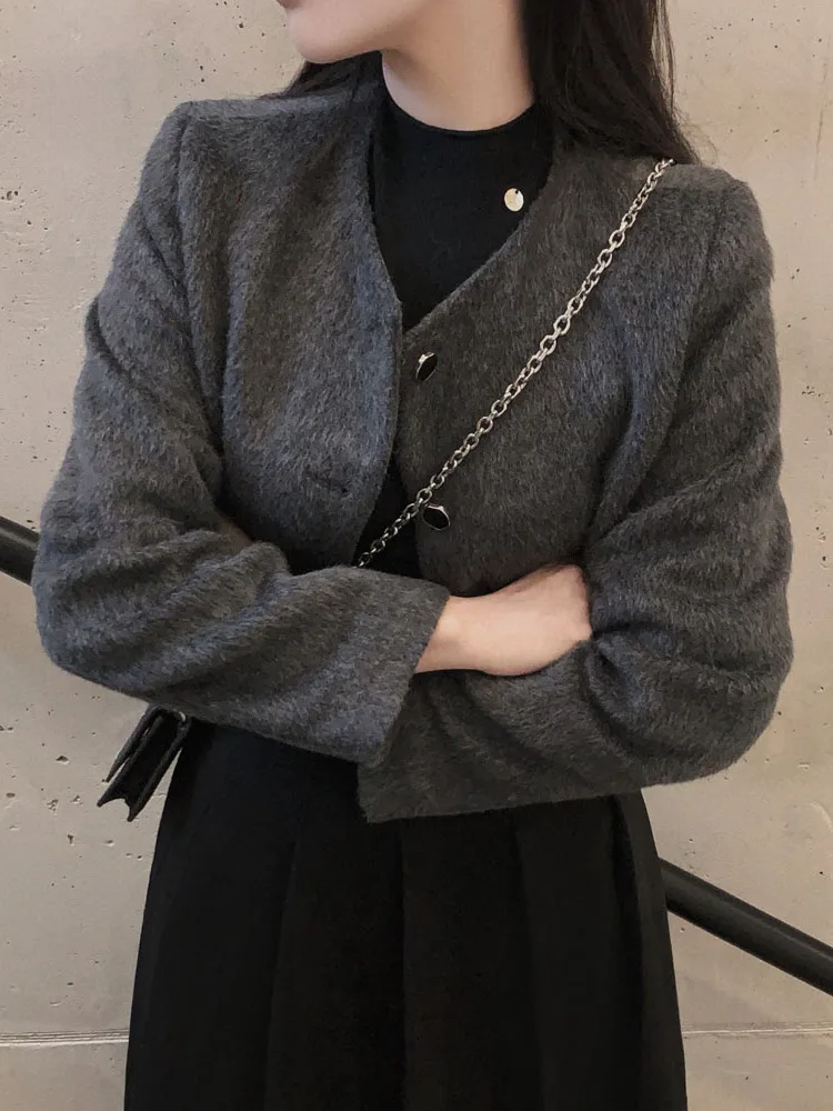 

Зимний шикарный шерстяной тюре, женский круглый трикотаж, винтажная верхняя одежда Aosphere Sensation Fem, моющееся пальто