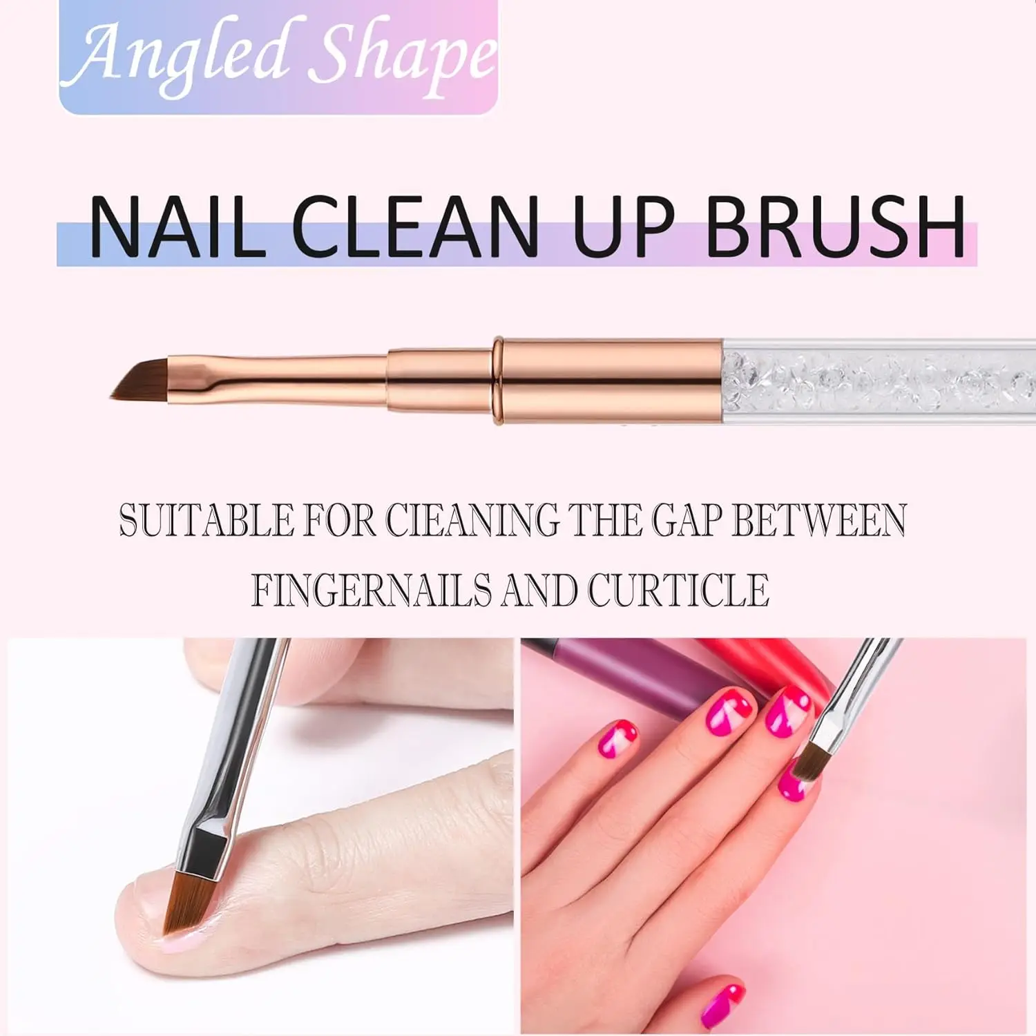 네일 청소 브러쉬 둥근 각진 머리 아세톤 방지 네일 아트 폴란드어 큐티클 리무버 매니큐어 청소를위한 깨끗한 브러쉬