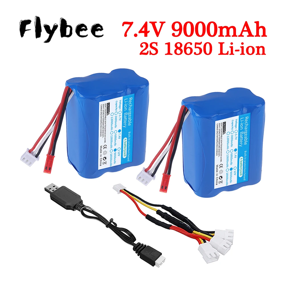 

2S 18650 Lithium Ion Battery 7.4V 9000mAh Rechargeable Battery JST Plug For MJX F45/T55 High Speed Racing Cars Toys Accessories