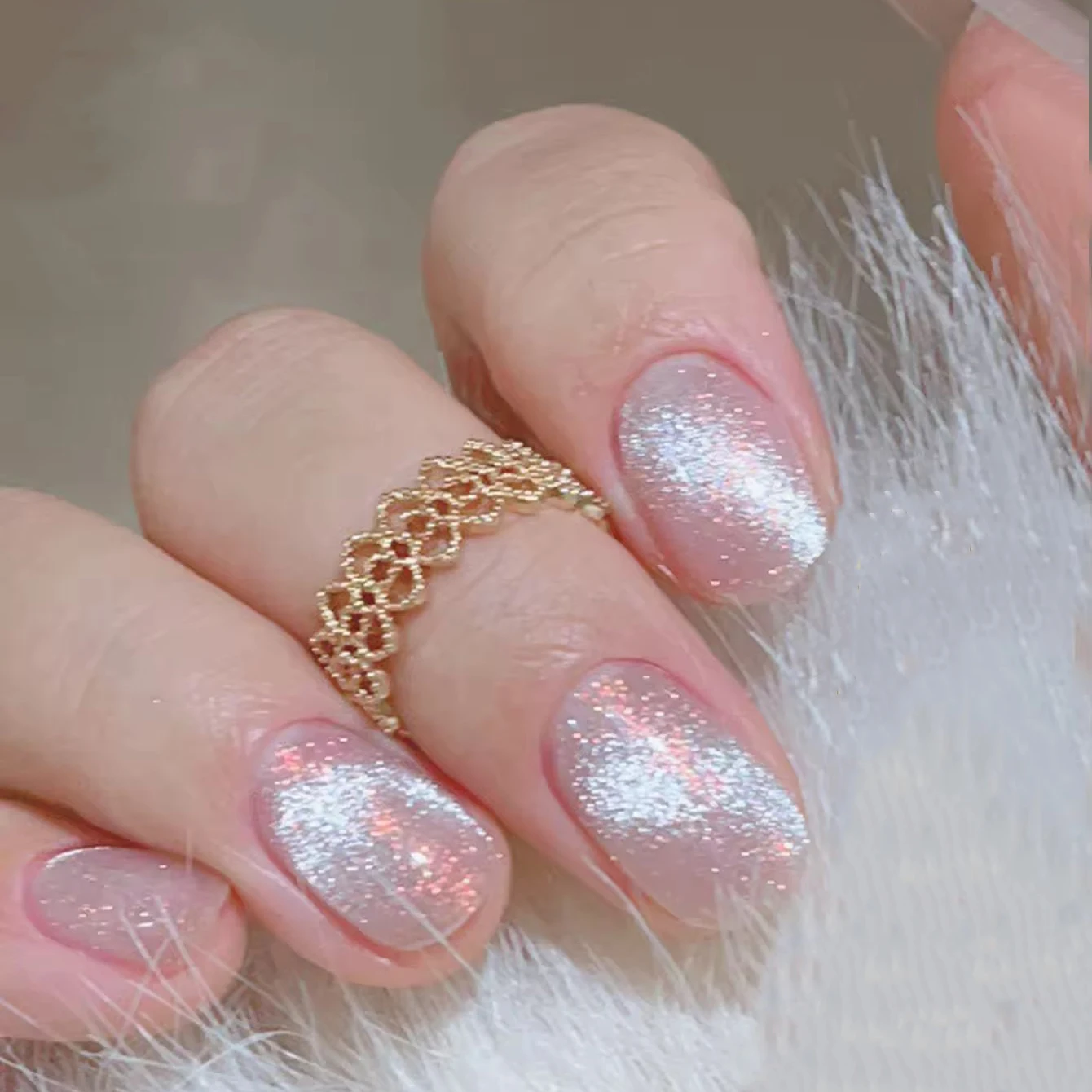 MIANEL 12ML ยาทาเล็บเจลลายตาแมวสีคริสตัล รุ่น Fall Nails Luna Opal Brocade สีสว่าง ใช้ได้กับทุกสี สำหรับทำเล็บคริสต์มาส เล็บสีขาว เล็บสีชมพู