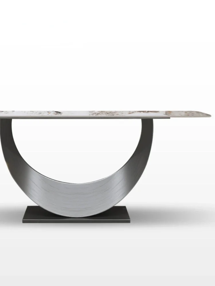 Designer Console Tables Light Luxury and Simplicity Modern Home Wall Ultra Narrow Stainless Steel Stone Plate Console