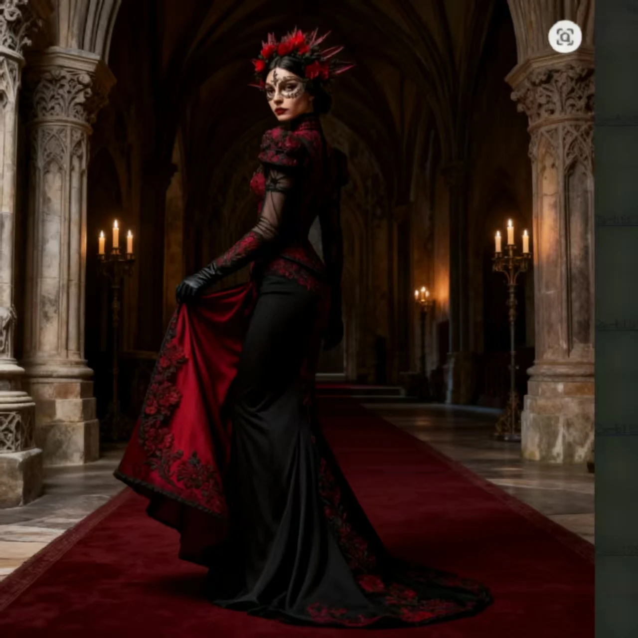 الأسود والأحمر مصاص دماء القوطية فستان الزفاف الدانتيل زين مشد طويل فستان تنكر كم كامل خمر فستان زفاف مخصص #5