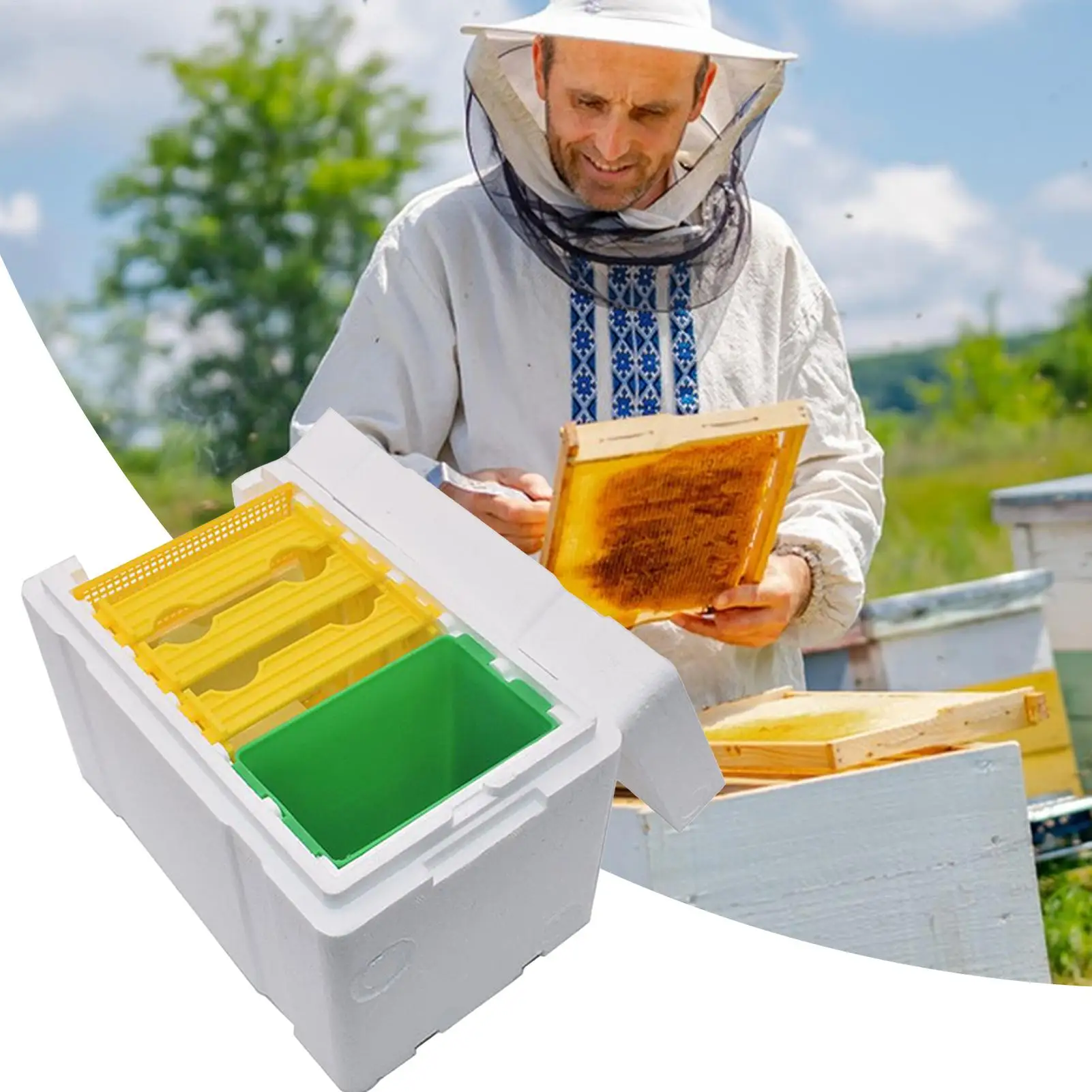 Queen Bee Rearing Mating Beehive Beekeeping Tools Foam Beehives NucHarvest Pollination BeesHive Box Gardening Supplies
