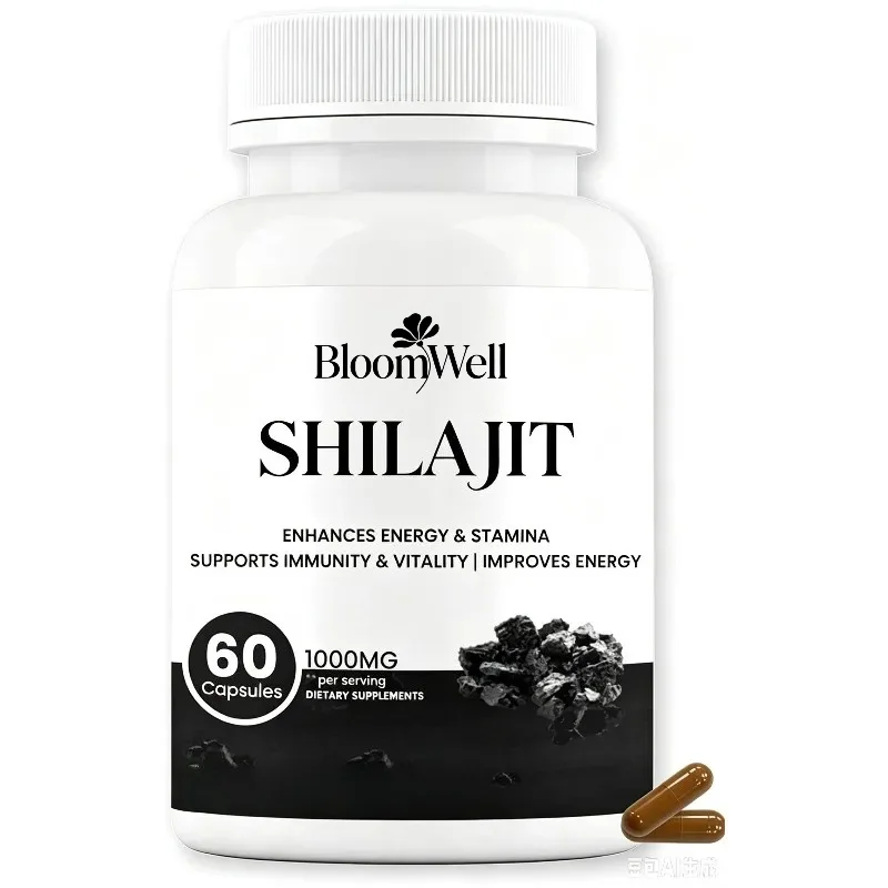 Shilajit (1000mg Per Serving, 60 Capsules), Containing Tribulus Terrestris and Piperine | Energy, Immunity, and Vitality Support