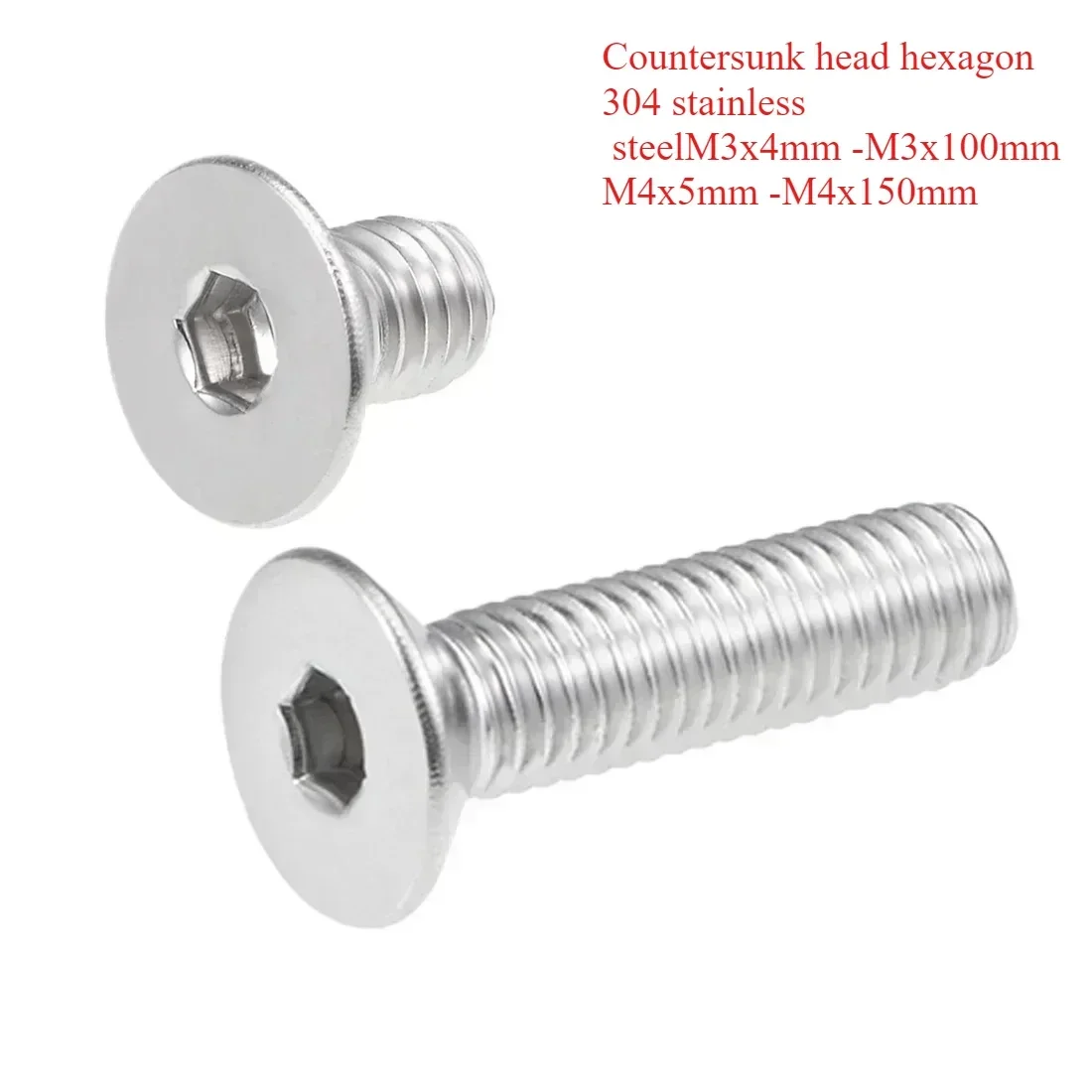 

Nutrunner Flat Head Machine Screws M3 M4 Inner Hex 304 Stainless Steel Fasteners Bolts M3x4 M3x5 M3x6 M3x8 M3x10 4-140MM Fhcs