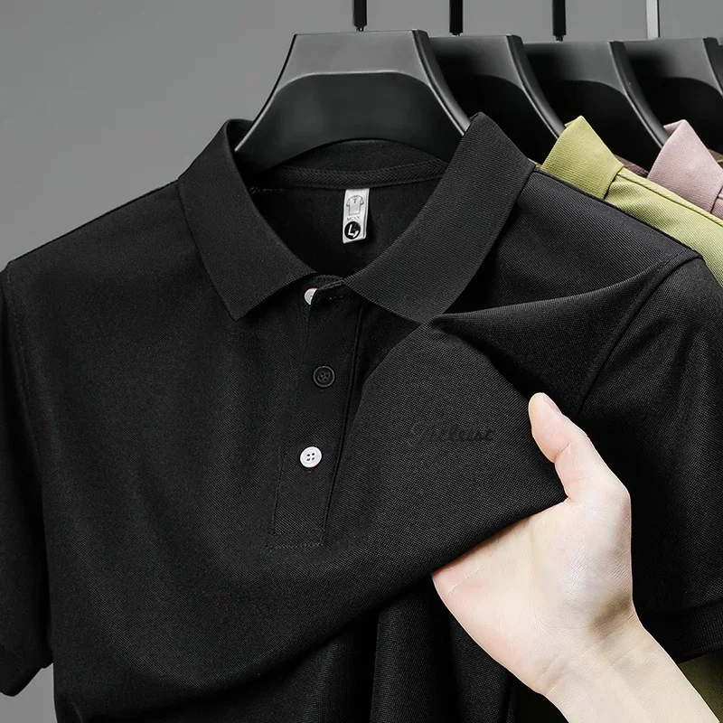 Designer High Quality Men's Brand Polo Shirt, Lapel Letter Print Breathable Short Sleeve T-shirt, Business Casual Menswear