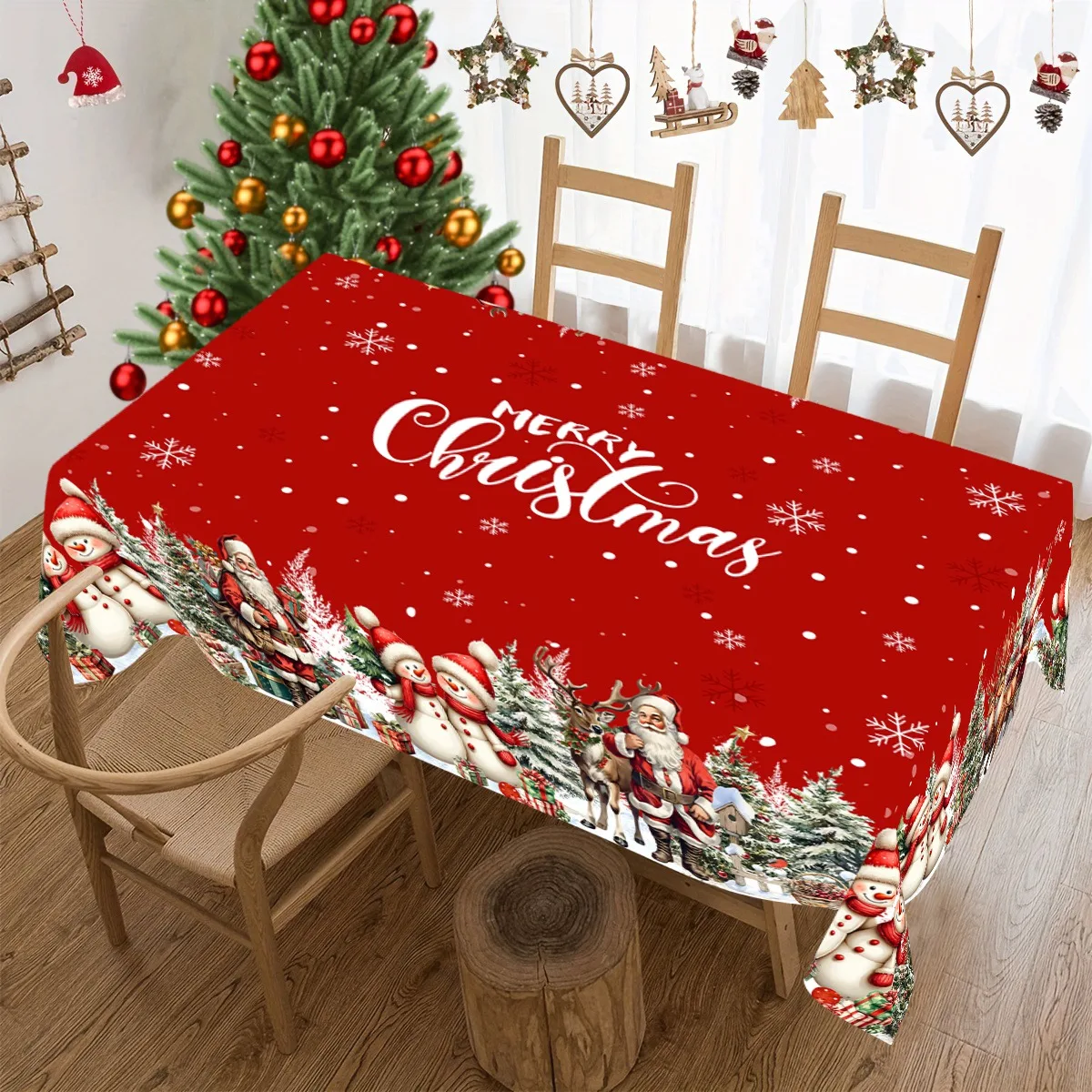 Red Merry Christmas Tablecloth Merry Christmas Decoration for Home 2025 Xmas Navidad Notal Noel Table Decor New Year 2026 Gift