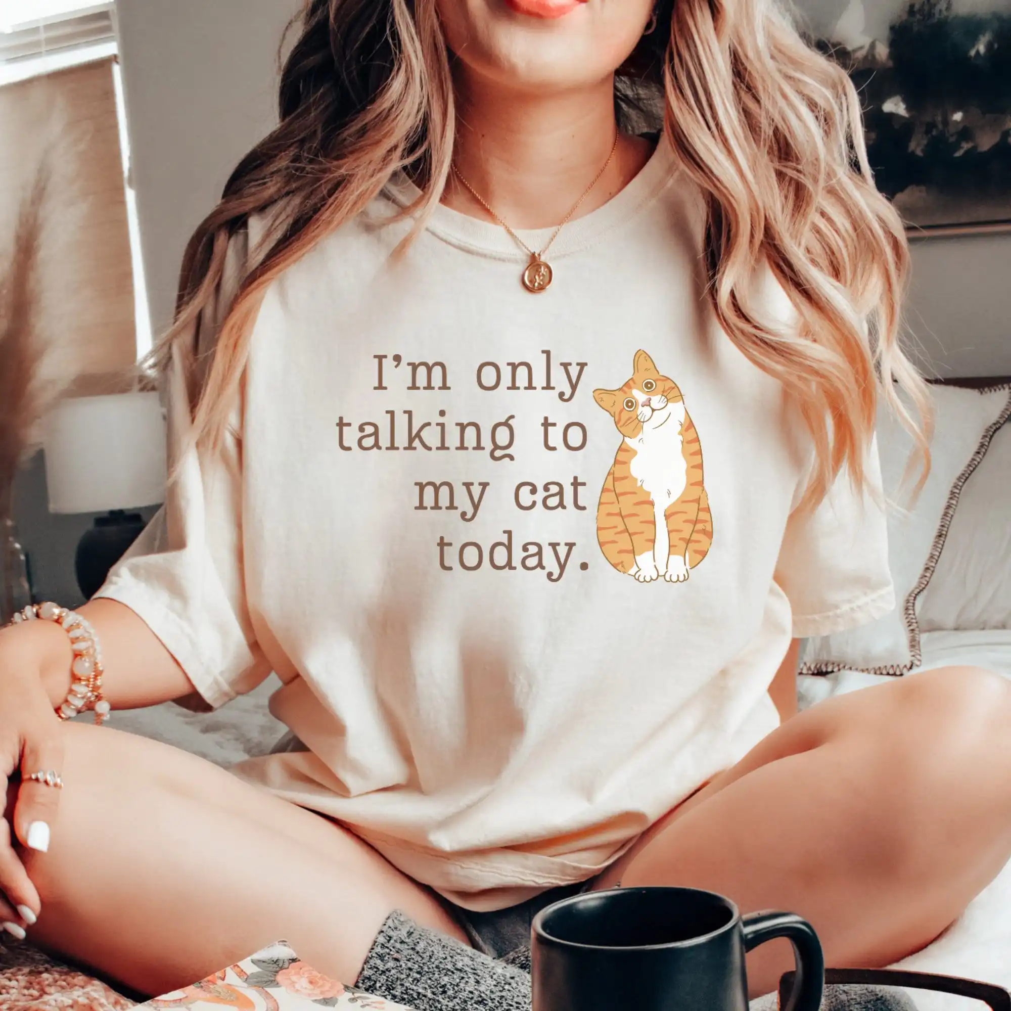 Funny Cat Mom Dad T Shirt Fun Introvert I'm Only Talking to my Today Lover Comfort Colors Oversized