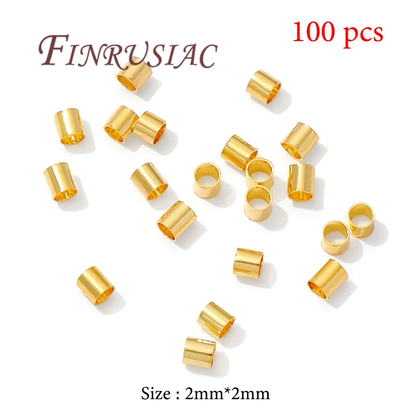 18K vergoldete Crimp-Perlen für die Schmuckherstellung, Crimp-Röhren-Endperlen, Drahtschutz für Schmuck, DIY-Zubehör