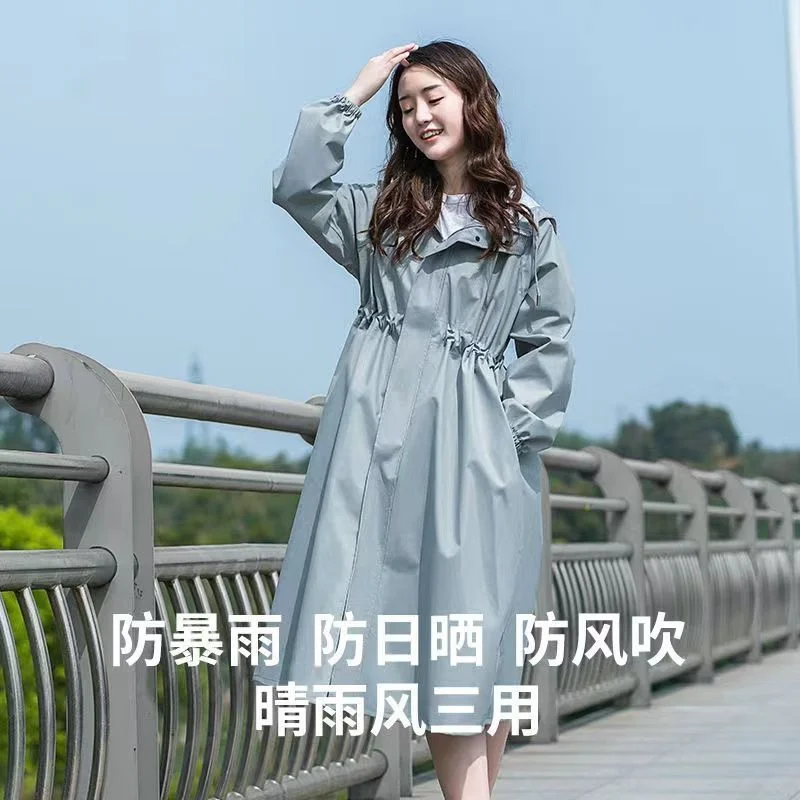 Windbreaker Raincoat for Ladies, Long Models Coat, Light Jacket, Wind and Sun Protection, Rain, Outdoor, Female, Autumn, Summer,