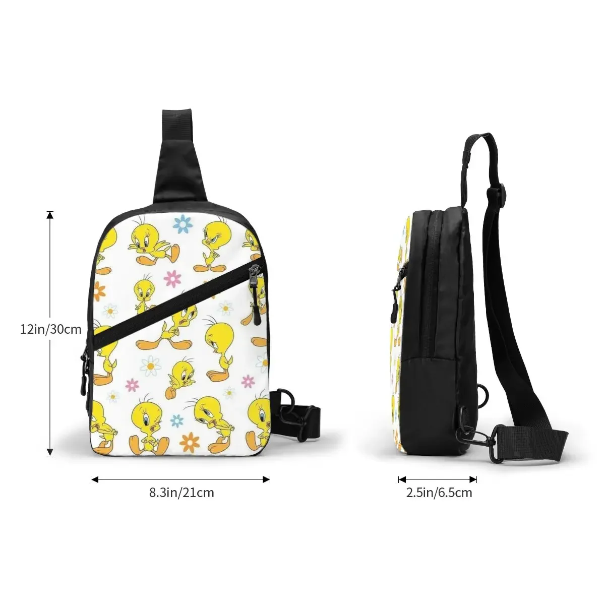 Custom Casual Tweetys Cartoon Animation Yellow Bird Sling Bag for Cycling Camping Men Crossbody Chest Backpack Shoulder Daypack