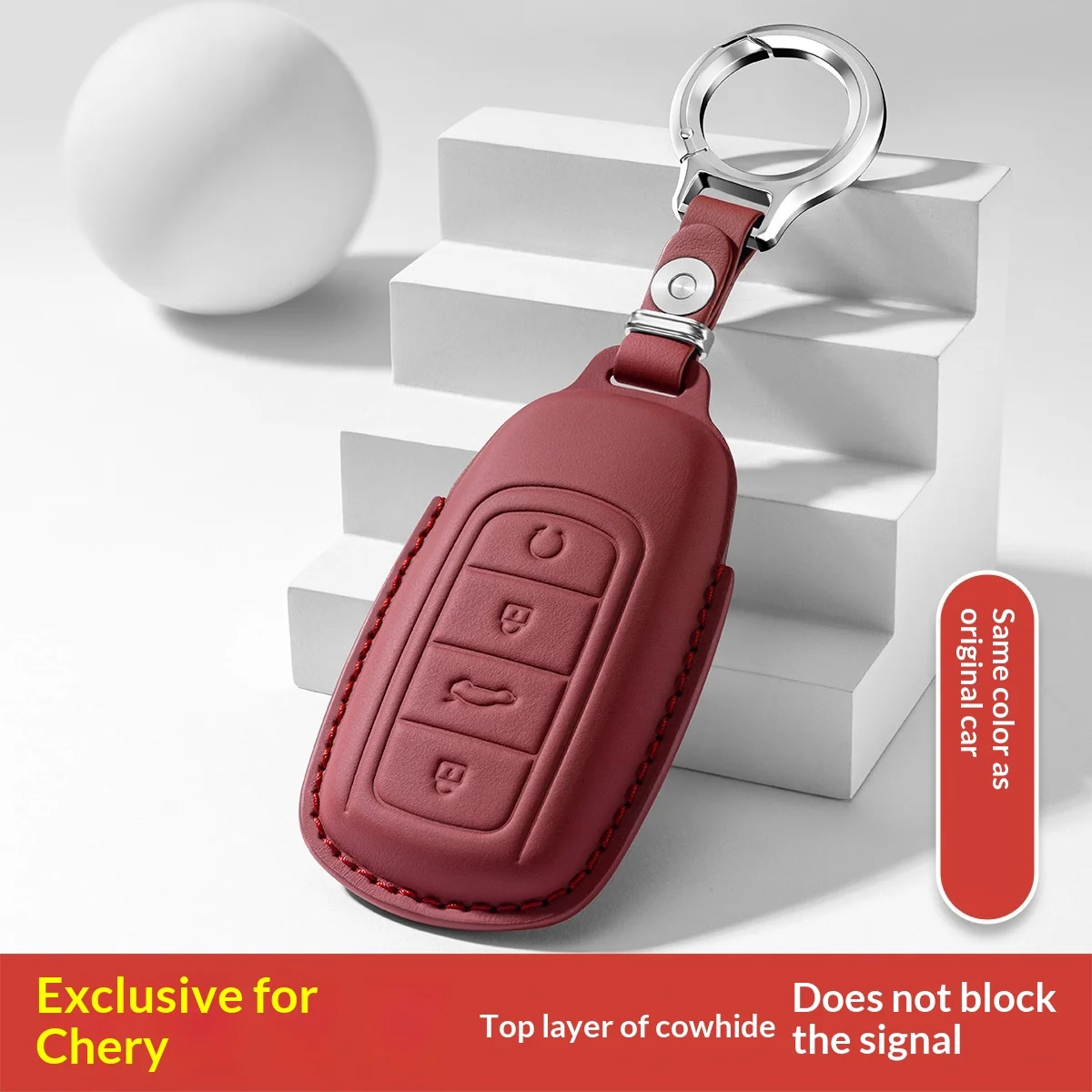 For Chery Tiggo 5X car key cover first-layer cowhide high-end key cover buckle interior modification