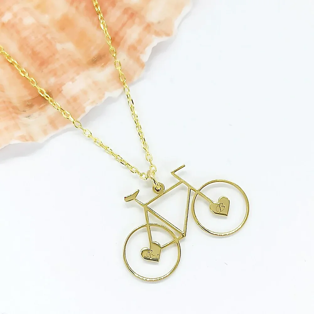 Customized Necklaces for Women Personalized Letter Bicycle Shape Pendant Choker Fashion Neck Accessories Jewelry Christmas Gifts