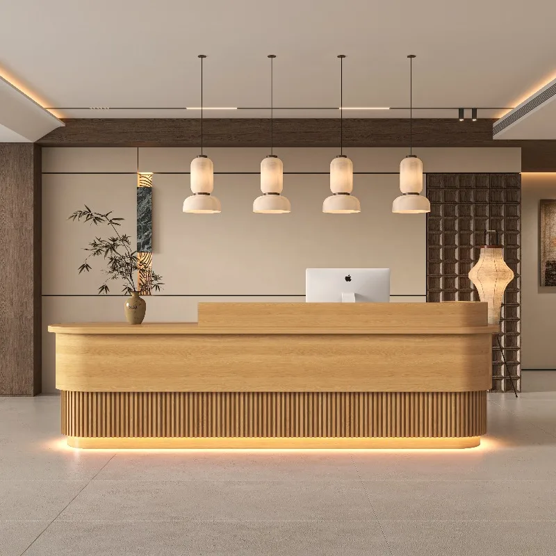 Reception del ristorante Bancone reception Banchi reception classici lunghi e moderni Mobili per ufficio reception per cliniche a forma di L