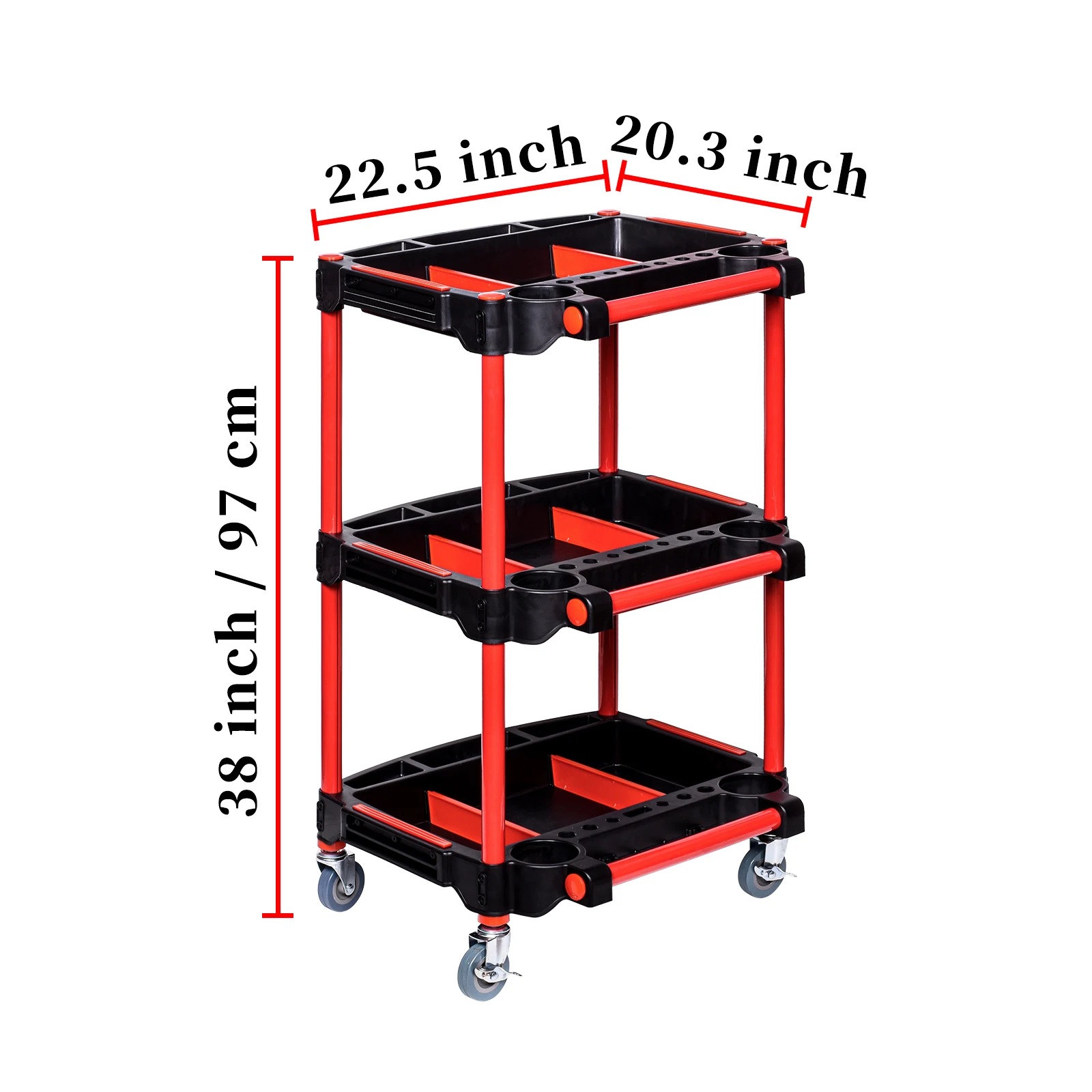 Hot Sale Auto Repair Three-tier Tool Cart Assembled Car Wash Station Car Repair Station High Quality Material Cart Storage Space