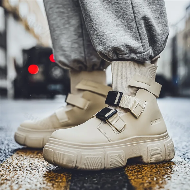 

2025 Autumn New Fashion Trend Versatile Casual Thick Soled Short Boots for Men British Style Comfortable Chunky Sock Ankle Boots